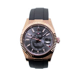 Rolex Sky-Dweller 42mm Everose Gold Rhodium Index Dial & Fluted Bezel 336235-Da Vinci Fine Jewelry