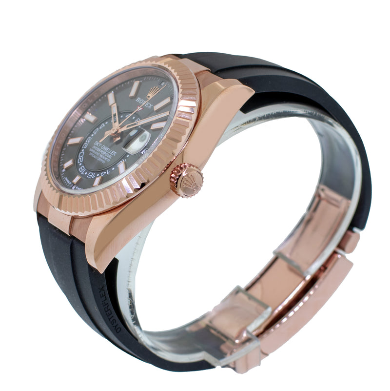 Rolex Sky-Dweller 42mm Everose Gold Rhodium Index Dial & Fluted Bezel 336235-Da Vinci Fine Jewelry