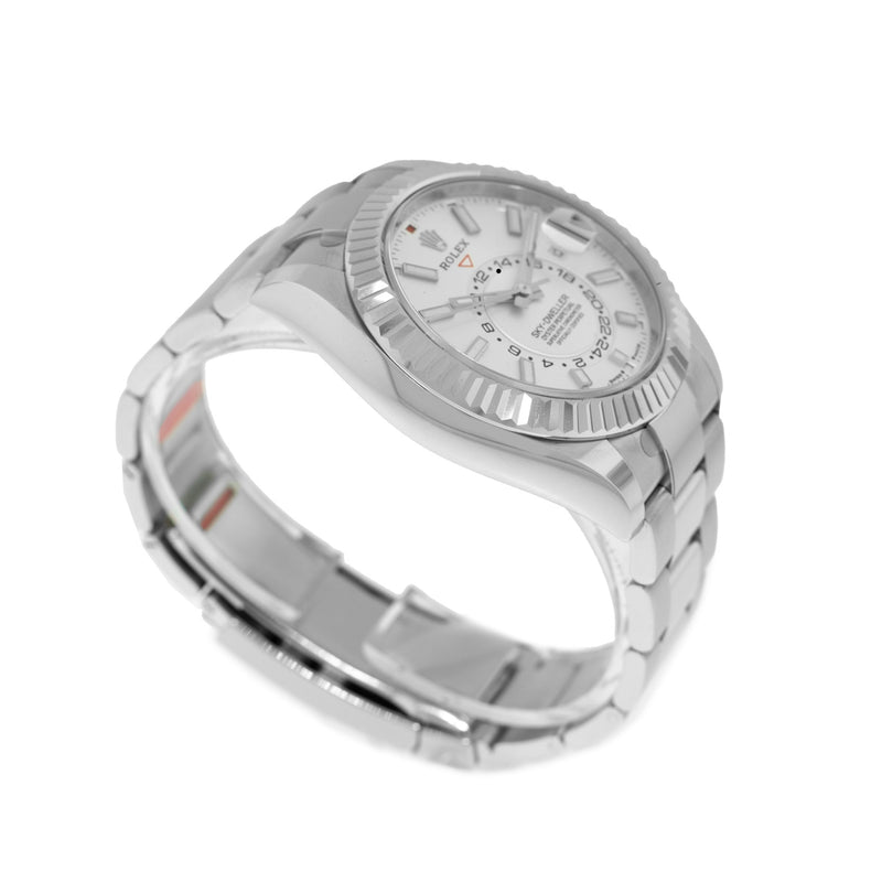 Rolex Sky-Dweller 42mm White Gold & Steel White Index Dial & Fluted Bezel 336934-Da Vinci Fine Jewelry