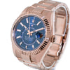 Rolex Sky-Dweller 42mm Everose Gold Blue Index Dial Fluted Bezel 336935-Da Vinci Fine Jewelry