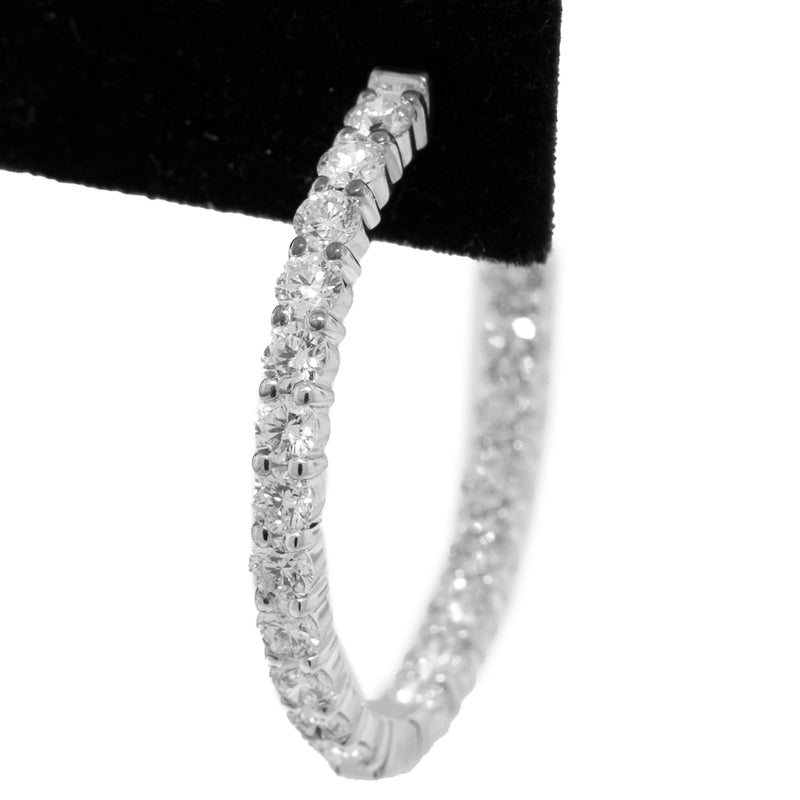 Diamond Inside Out Hoops 4.30ct 14K White Gold-Da Vinci Fine Jewelry