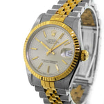 Rolex Datejust 31mm Yellow Gold Steel Silver Tapestry Index Dial & Fluted Bezel 68273-Da Vinci Fine Jewelry