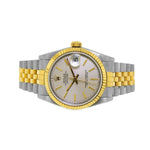 Rolex Datejust 31mm Yellow Gold Steel Silver Tapestry Index Dial & Fluted Bezel 68273-Da Vinci Fine Jewelry