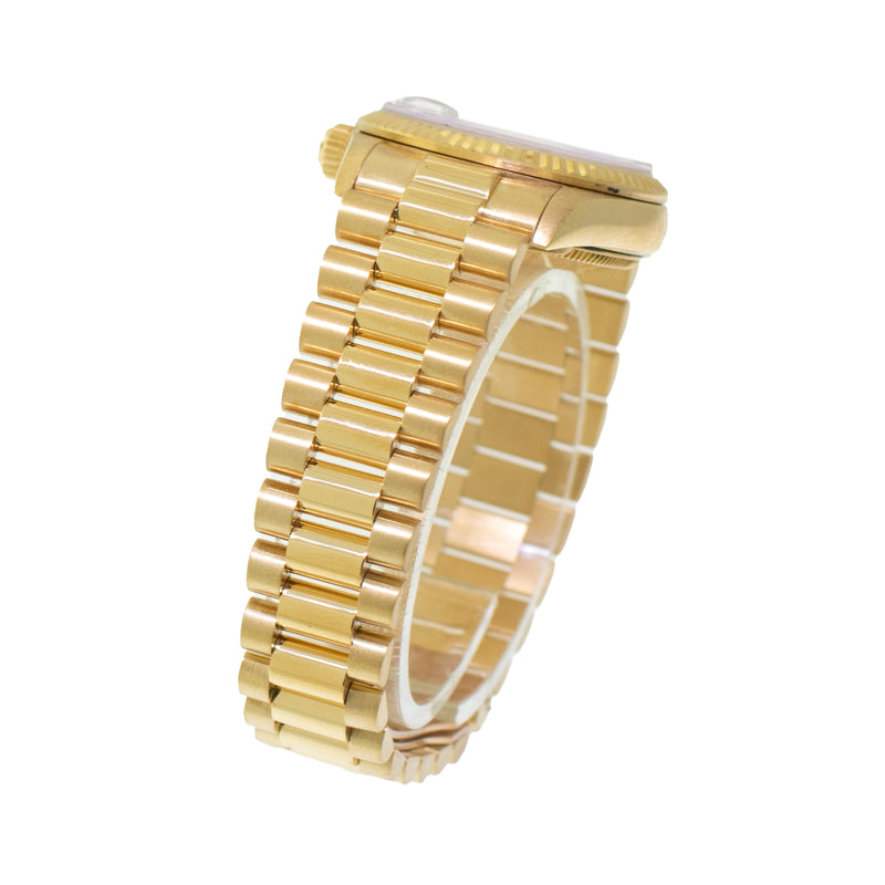 Rolex Datejust 31mm Yellow Gold White Roman/Diamond Dial & Fluted Bezel 68278-Da Vinci Fine Jewelry