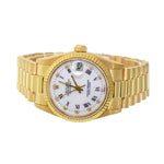 Rolex Datejust 31mm Yellow Gold White Roman/Diamond Dial & Fluted Bezel 68278-Da Vinci Fine Jewelry