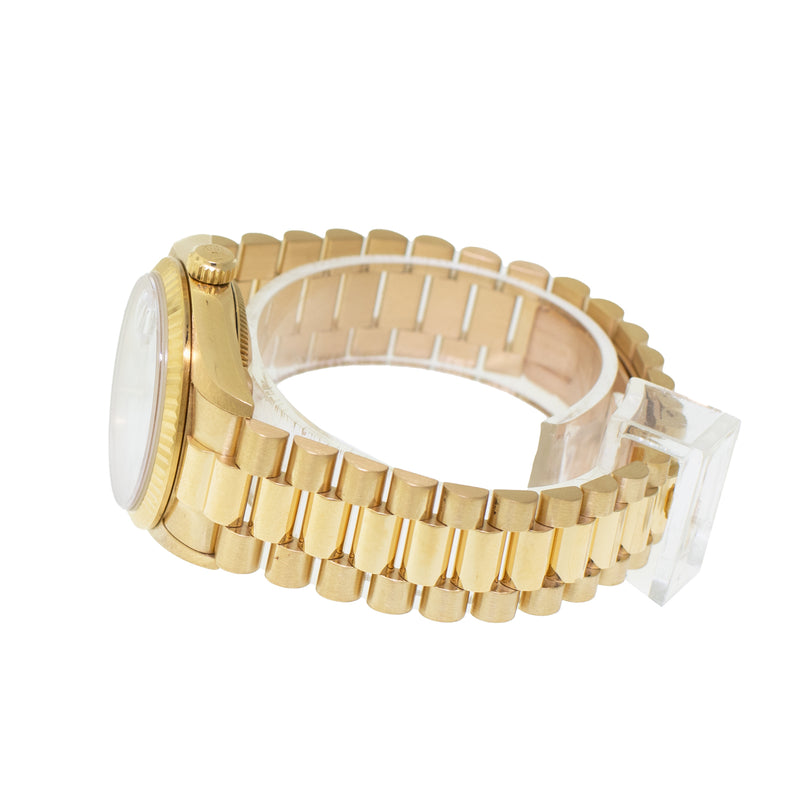 Rolex Datejust 31mm Yellow Gold White Roman/Diamond Dial & Fluted Bezel 68278-Da Vinci Fine Jewelry
