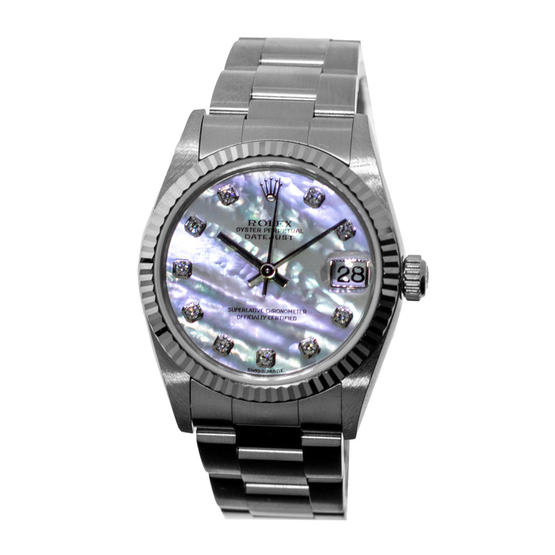 Rolex Datejust 31mm White Gold & Steel Mother of Pearl Diamond Dial & Fluted Bezel 78274-Da Vinci Fine Jewelry