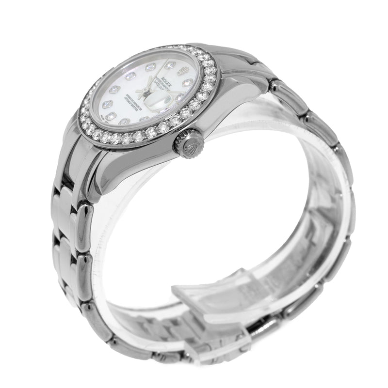 Rolex Pearlmaster 29mm White Gold White MOP Diamond Dial & Diamond Bezel 80299-Da Vinci Fine Jewelry