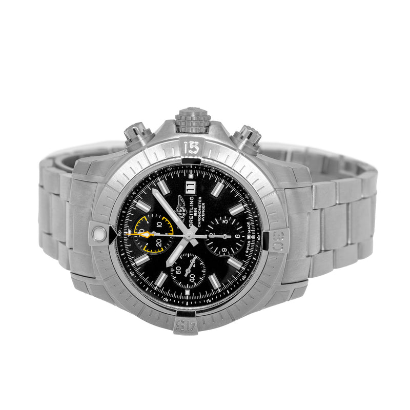 Breitling Avenger Chronograph 45mm Stainless Steel Black Index Dial A13317-Da Vinci Fine Jewelry