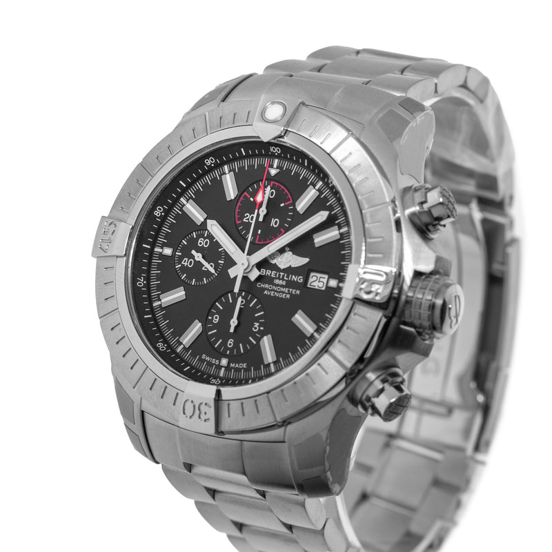 Breitling Super Avenger Chronograph 48mm Stainless Steel Black Index Dial A133175-Da Vinci Fine Jewelry
