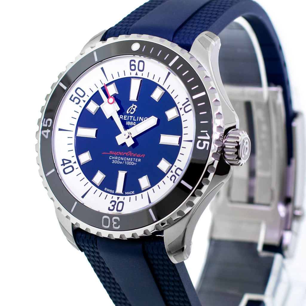 Breitling Superocean 44mm Stainless Steel Blue Index Dial Black Bezel A17376