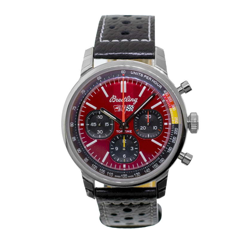 Breitling Top Time Chevrolet Corvette 41mm Stainless Steel Red Index Dial AB0176-Da Vinci Fine Jewelry
