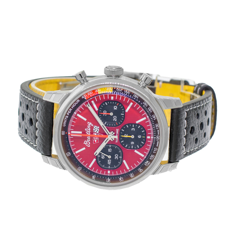 Breitling Top Time Chevrolet Corvette 41mm Stainless Steel Red Index Dial AB0176-Da Vinci Fine Jewelry