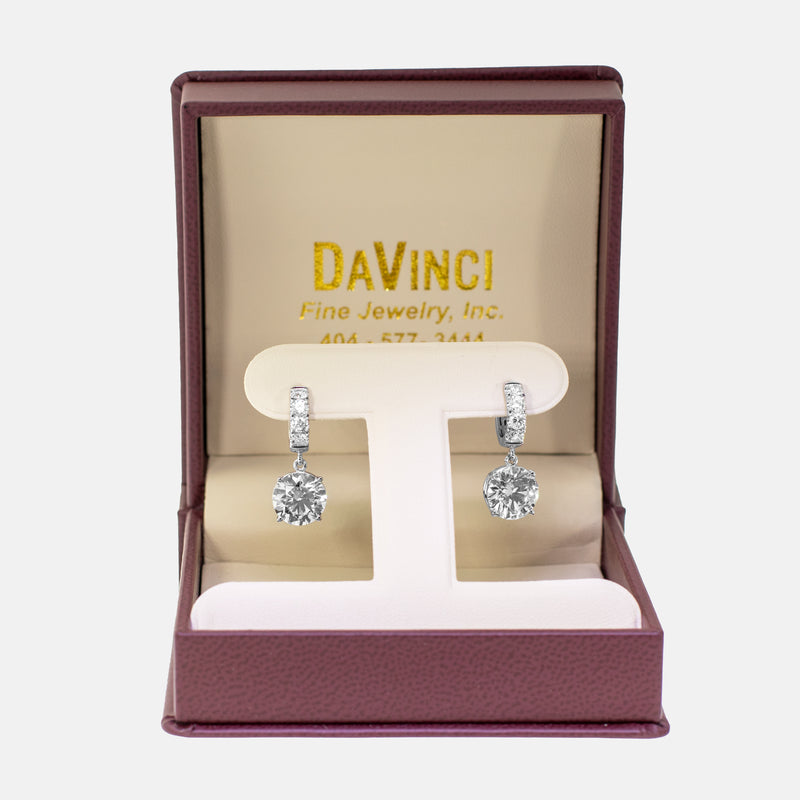 6cttw Lab Diamond Huggie earrings 14K White Gold-Da Vinci Fine Jewelry