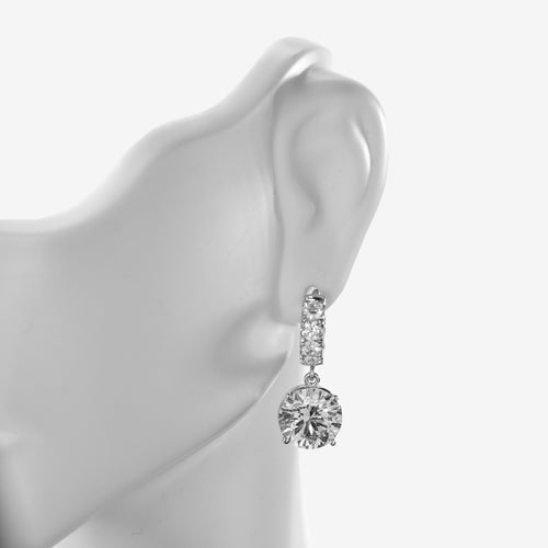 6cttw Lab Diamond Huggie earrings 14K White Gold-Da Vinci Fine Jewelry
