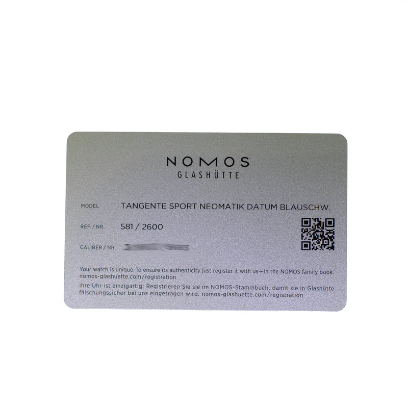 NOMOS Glashutte Tangente Sport Neomatik 42 Black Arabic Ref: 581-Da Vinci Fine Jewelry