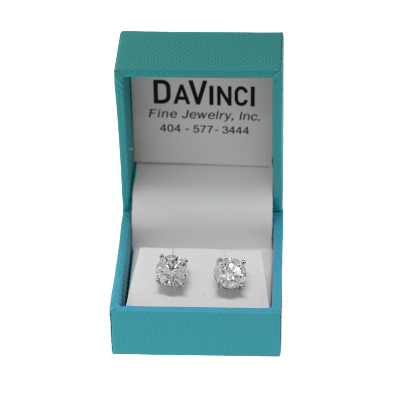 Natural Diamond Stud Earrings - 18K White Gold - 6.05cttw G SI2-Da Vinci Fine Jewelry