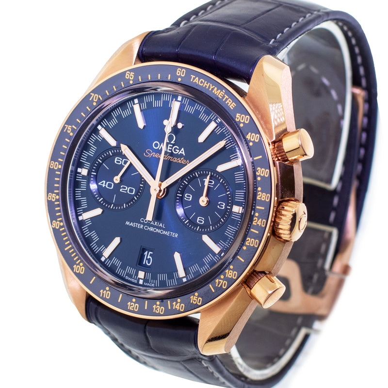 Omega Speedmaster Chronograph 44.25mm Stainless Steel Blue Index Dial 304.33.44.52 Da Vinci Fine Jewelry Inc