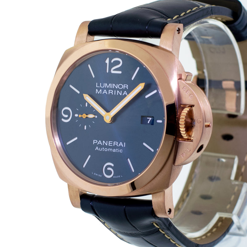 Panerai Luminor Marina Rose Gold Blue Arabic 44mm PAM01112-Da Vinci Fine Jewelry