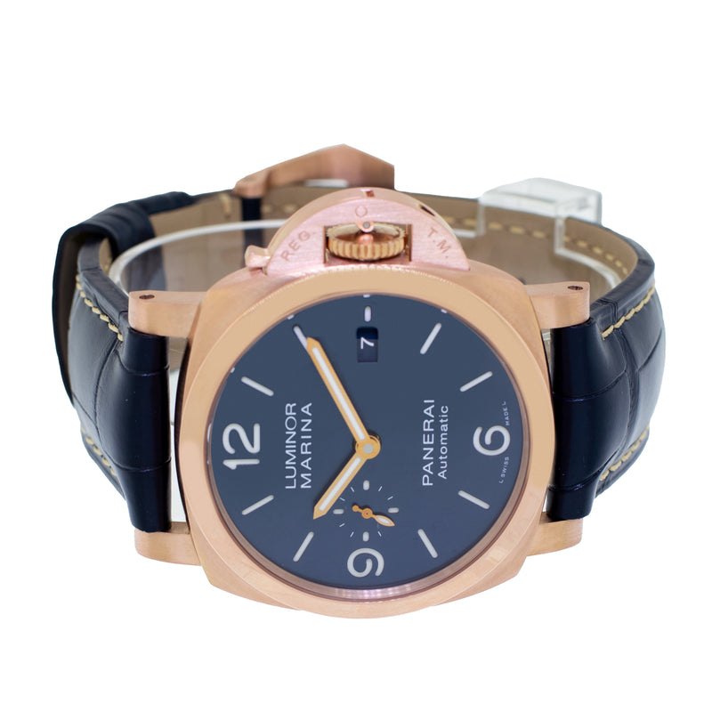 Panerai Luminor Marina Rose Gold Blue Arabic 44mm PAM01112-Da Vinci Fine Jewelry