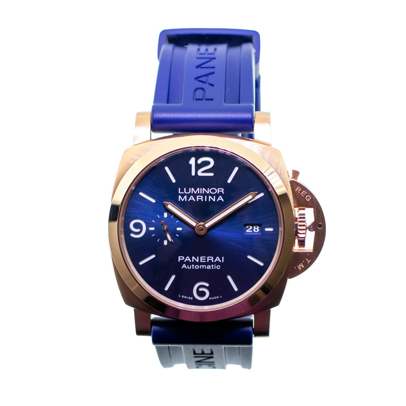 Panerai Luminor Marina Rose Gold Blue Arabic 44mm PAM01112-Da Vinci Fine Jewelry