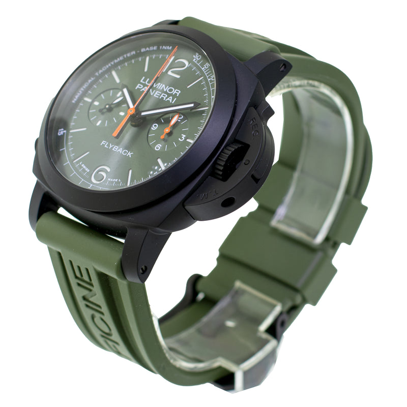 Panerai Luminor Chrono Flyback Black Ceramic Green Arabic 44mm PAM01498-Da Vinci Fine Jewelry