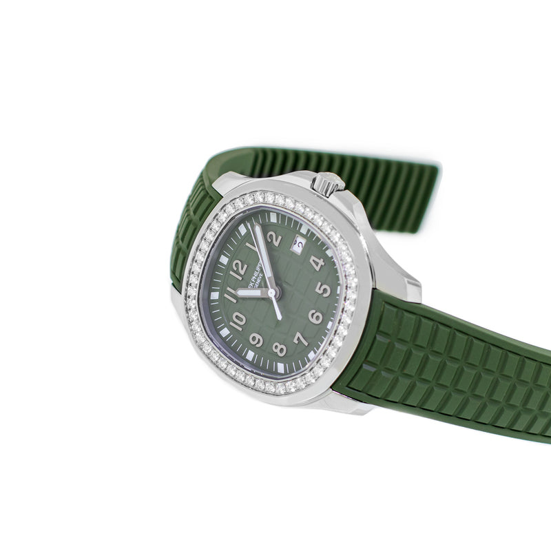 Patek Philippe AQUANAUT Stainless Steel Khaki Green Arabic Dial & Diamond Bezel 5267/200A-Da Vinci Fine Jewelry