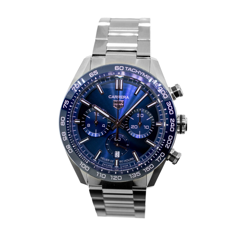 TAG Heuer Carrera Chronograph 44mm Stainless Steel with Blue Index Dial CBN2A1A.BA0643-Da Vinci Fine Jewelry