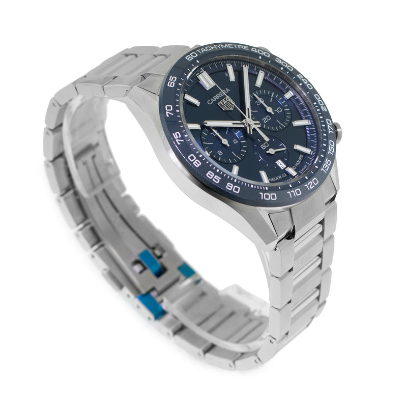 TAG Heuer Carrera Chronograph 44mm Stainless Steel with Blue Index Dial CBN2A1A.BA0643-Da Vinci Fine Jewelry