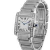 Cartier Tank Francaise 30mm x 25mm Stainless Steel Silver Roman Dial, Diamond Bezel W4TA0009-Da Vinci Fine Jewelry