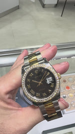 Rolex Datejust 36mm Yellow Gold & Steel Black Jubilee Diamond Dial Diamond Bezel 116243