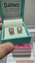 Natural Diamond Stud Earrings - 18K White Gold - 6.05cttw G SI2