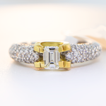 Custom Emerald-Cut Center Stone Engagement Ring - 14 Yellow Gold & 14K White Gold-Da Vinci Fine Jewelry