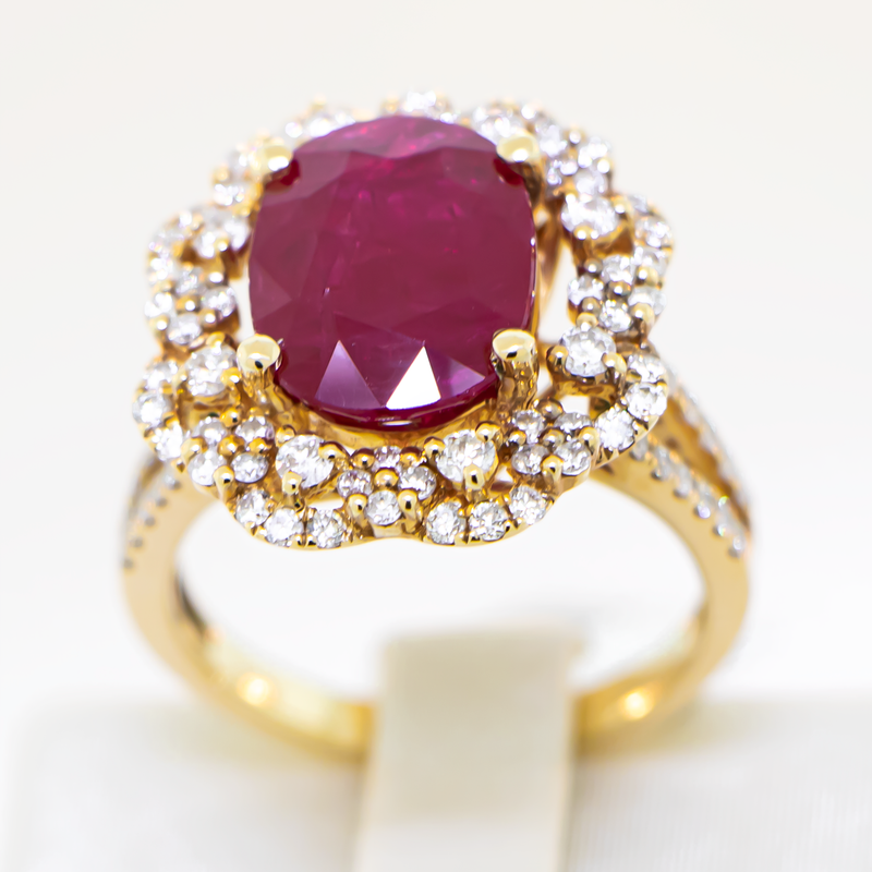 Custom Ruby Center Stone Ring - 14K White Gold-Da Vinci Fine Jewelry