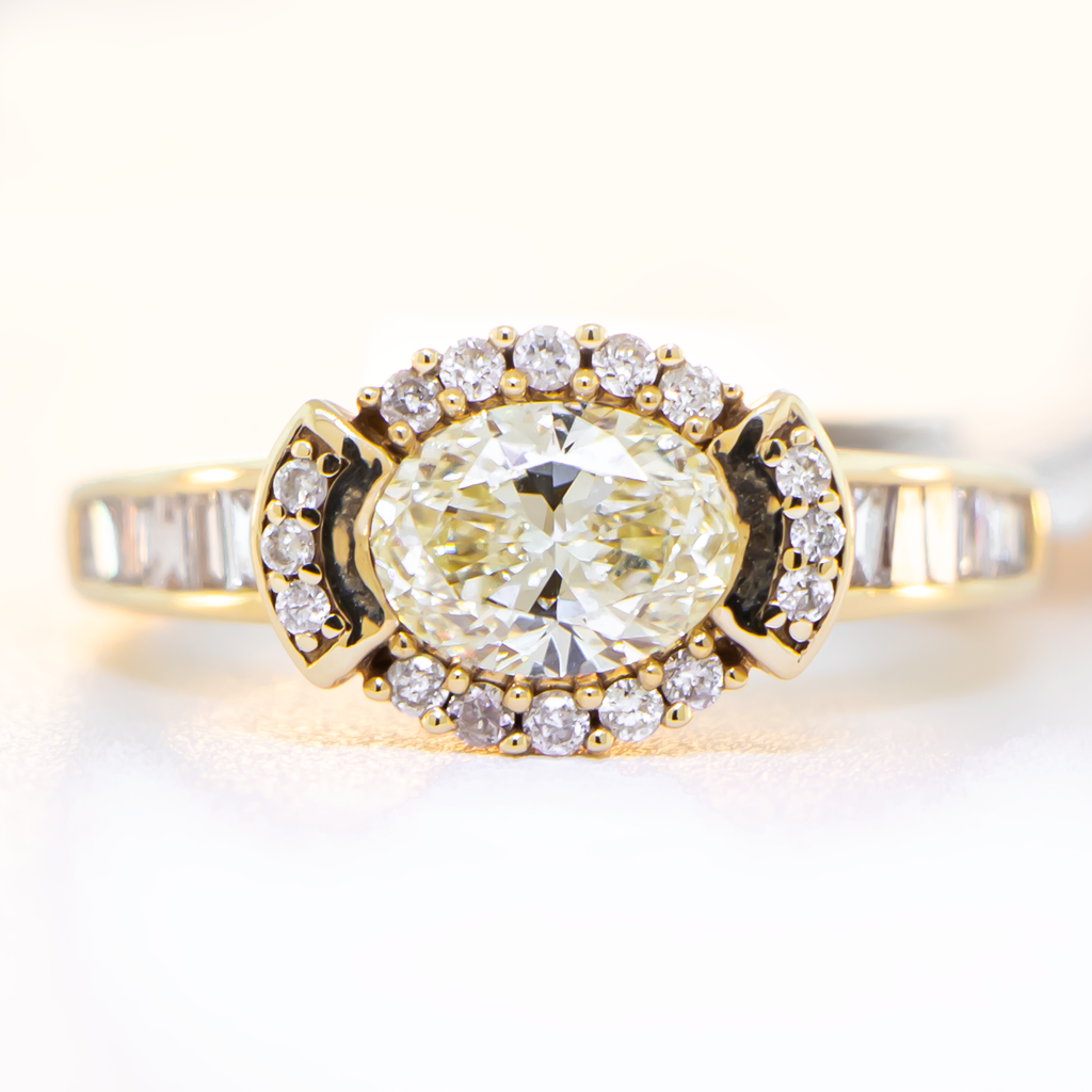 Custom Light Fancy Yellow Diamond Engagement Ring - 14K Yellow Gold