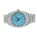 Rolex Oyster Perpetual 34mm Stainless Steel CUTSOM Tiffany Blue Index Dial & Smooth Bezel 114210-Da Vinci Fine Jewelry