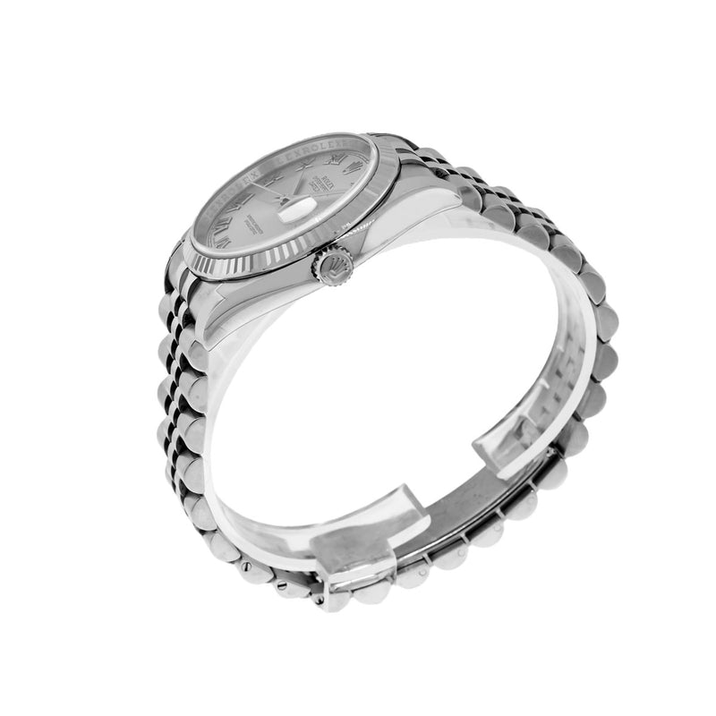 Rolex Datejust 36mm White Gold & Steel Rhodium Roman Dial & Fluted Bezel 116234-Da Vinci Fine Jewelry