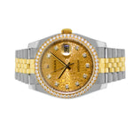 Rolex Datejust 36mm Yellow Gold & Steel Champagne Jubilee Diamond Dial Diamond Bezel 116243-Da Vinci Fine Jewelry