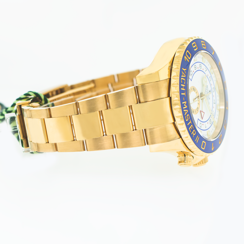 Rolex Yacht-Master II 44mm Yellow Gold White Dial & Blue Bezel 116688-Da Vinci Fine Jewelry