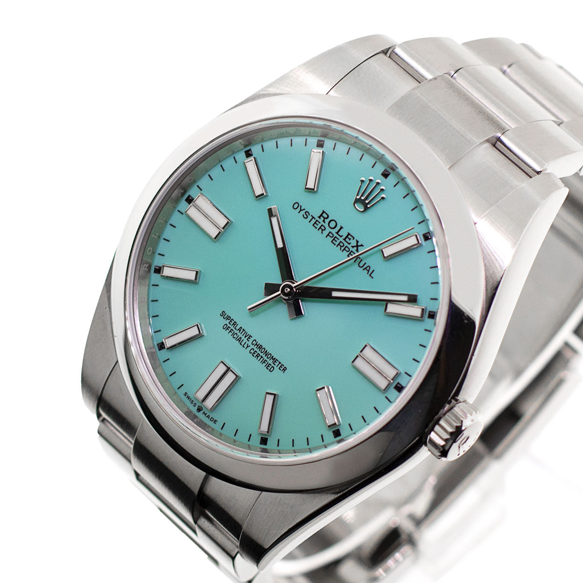 全国どこでも送料無料！ 41mm Perpetual Oyster Rolex Tiffany 124300 Dial Index Blue Clock