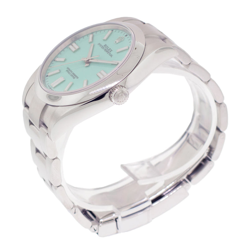 Rolex Oyster Perpetual 39mm Stainless Steel CUTSOM Tiffany Blue Index Dial & Smooth Bezel 114300-Da Vinci Fine Jewelry