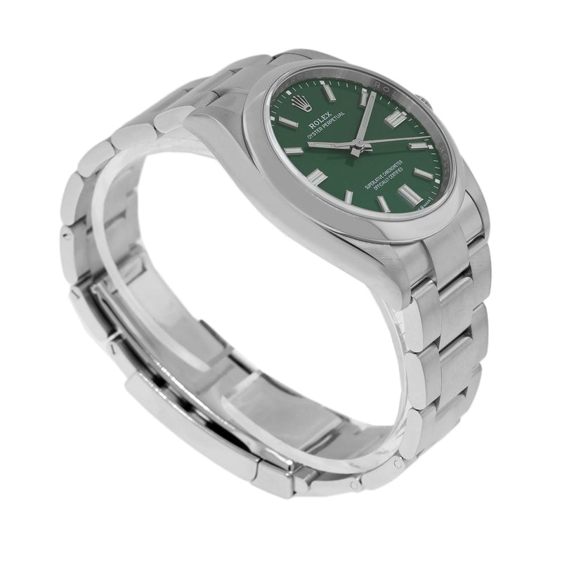 Rolex Oyster Perpetual 36mm Stainless Steel Green Index Dial & Smooth Bezel 126000-Da Vinci Fine Jewelry