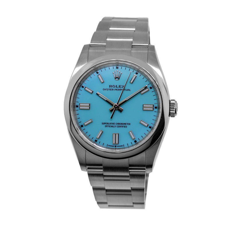 Rolex Oyster Perpetual 36mm Stainless Steel Tiffany Blue Index Dial & Smooth Bezel 126000-Da Vinci Fine Jewelry
