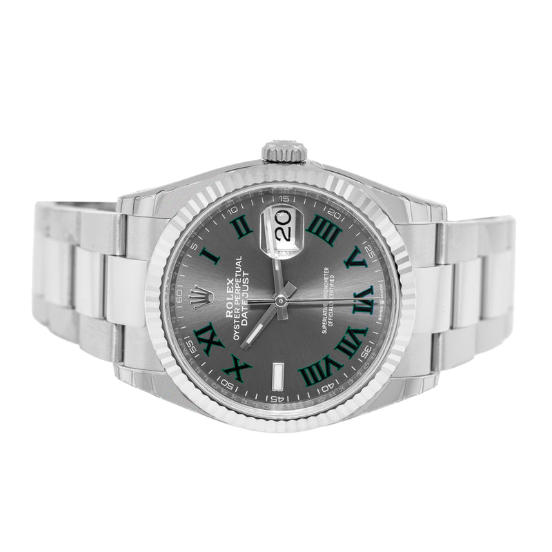 Rolex Datejust 36mm White Gold Steel Wimbledon Dial and Fluted