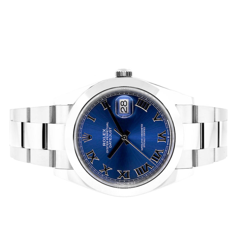 Rolex Datejust II 41mm Stainless Steel Blue Roman Dial & Domed Bezel 126300-Da Vinci Fine Jewelry