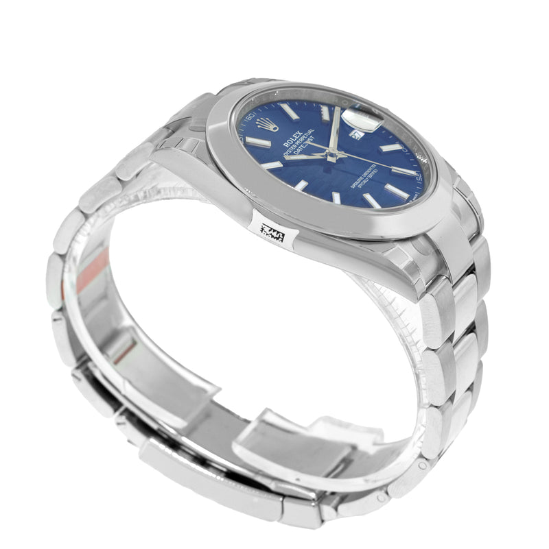 Rolex Datejust II 41mm Stainless Steel Blue Motif Index Dial & Smooth Bezel 126300-Da Vinci Fine Jewelry