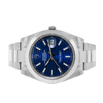 Rolex Datejust II 41mm Stainless Steel Blue Motif Index Dial & Smooth Bezel 126300-Da Vinci Fine Jewelry
