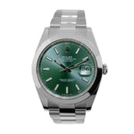 Rolex Datejust II 41mm Stainless Steel Green Index Dial Smooth Bezel 126300-Da Vinci Fine Jewelry