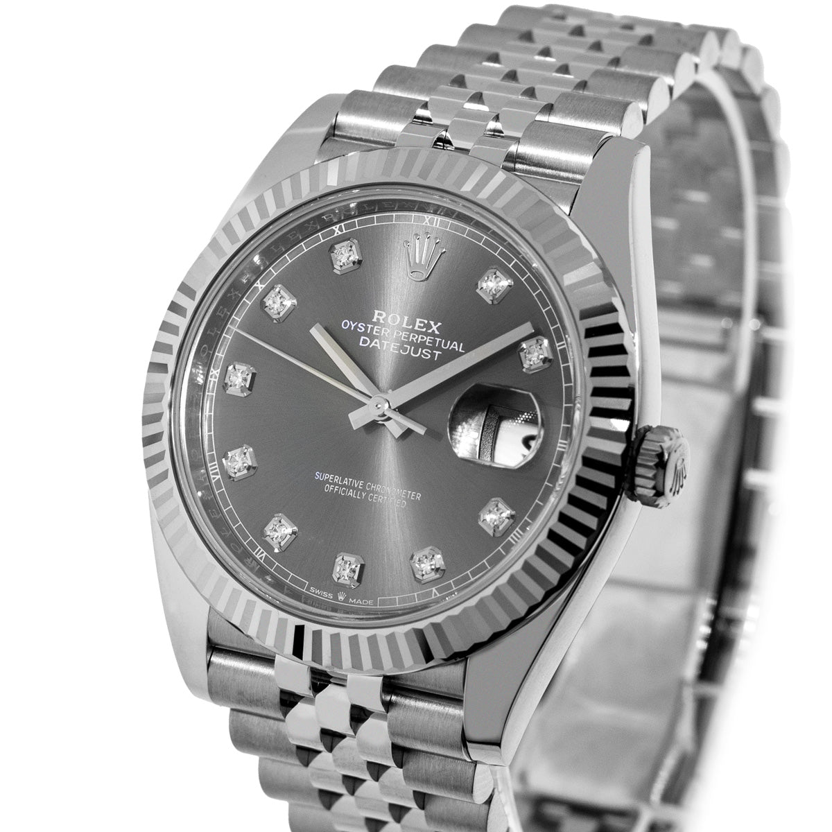 Rolex datejust 41mm stainless steel 126334 dark sales rhodium index jubilee
