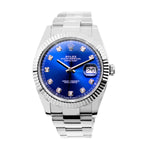 Rolex Datejust II 41mm White Gold & Steel Blue Diamond Dial Fluted Bezel 126334-Da Vinci Fine Jewelry